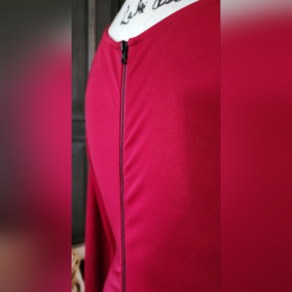 Narciso Rodriguez Burgundy/Red Ruching Long Sleeve Dress - Picture 6 of 7